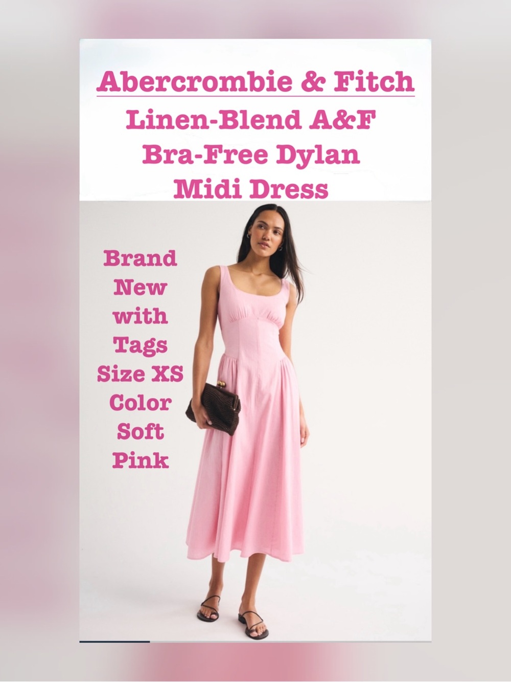 Abercrombie & Fitch Linen-Blend Bra FreeDylan Midi Dress in soft pink